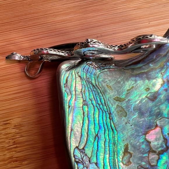 Banded Black Agate Silver Snake Pendant - Picture 3 of 7